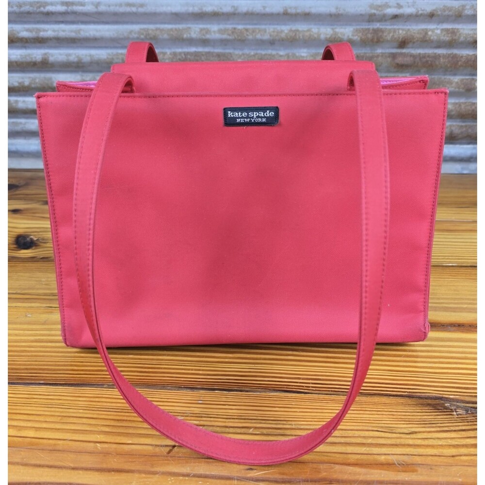 Vintage Kate Spade NY Red Canvas Shoulder Satchel Medium Handbag